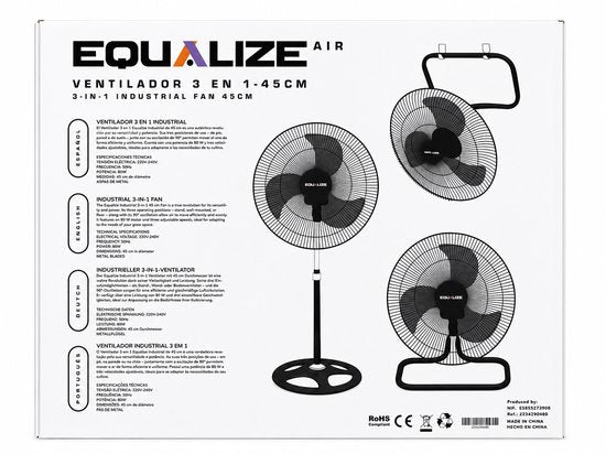 Equalize 3-in-1 Industriële Ventilator 45 cm – 80W – RVS
