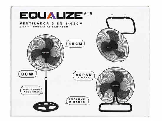 Equalize 3-in-1 Industriële Ventilator 45 cm – 80W – RVS