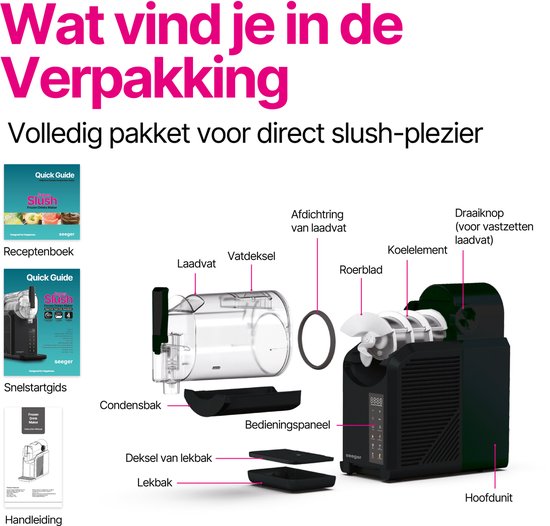 Seeger SuperSlush Machine – 7 Programma's – Geen IJs Nodig – Zwart
