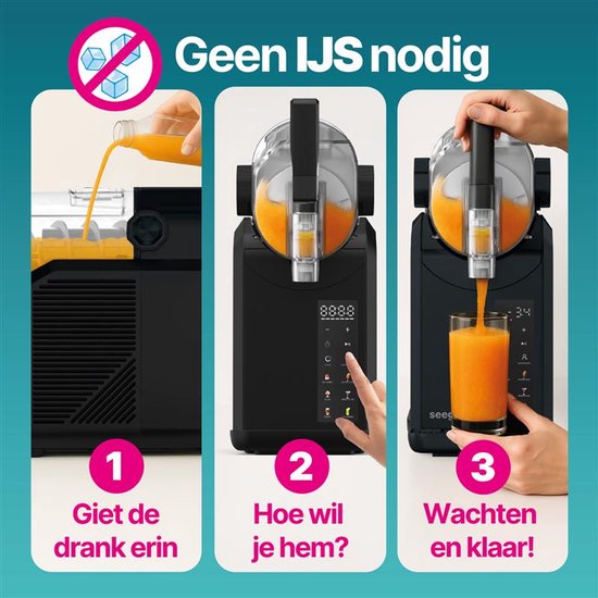 Seeger SuperSlush Machine – 7 Programma's – Geen IJs Nodig – Zwart