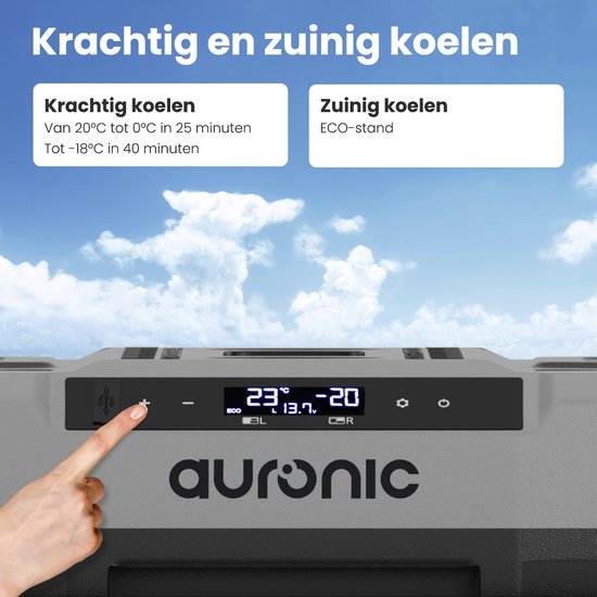 Auronic Compressor Koelbox 40L – 12V/24V & 230V – Koelen & Vriezen – Grijs