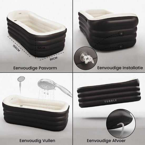 Tubble® Cuzi Opblaasbare Jacuzzi – Black Onyx – 255L