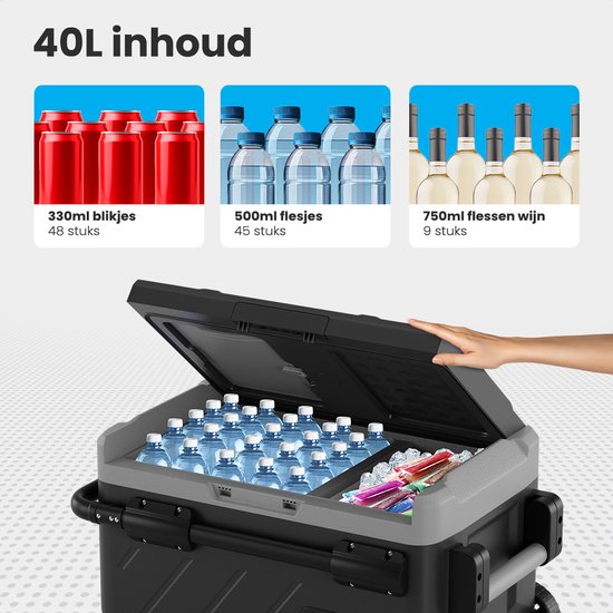 Auronic Compressor Koelbox 40L – 12V/24V & 230V – Koelen & Vriezen – Grijs